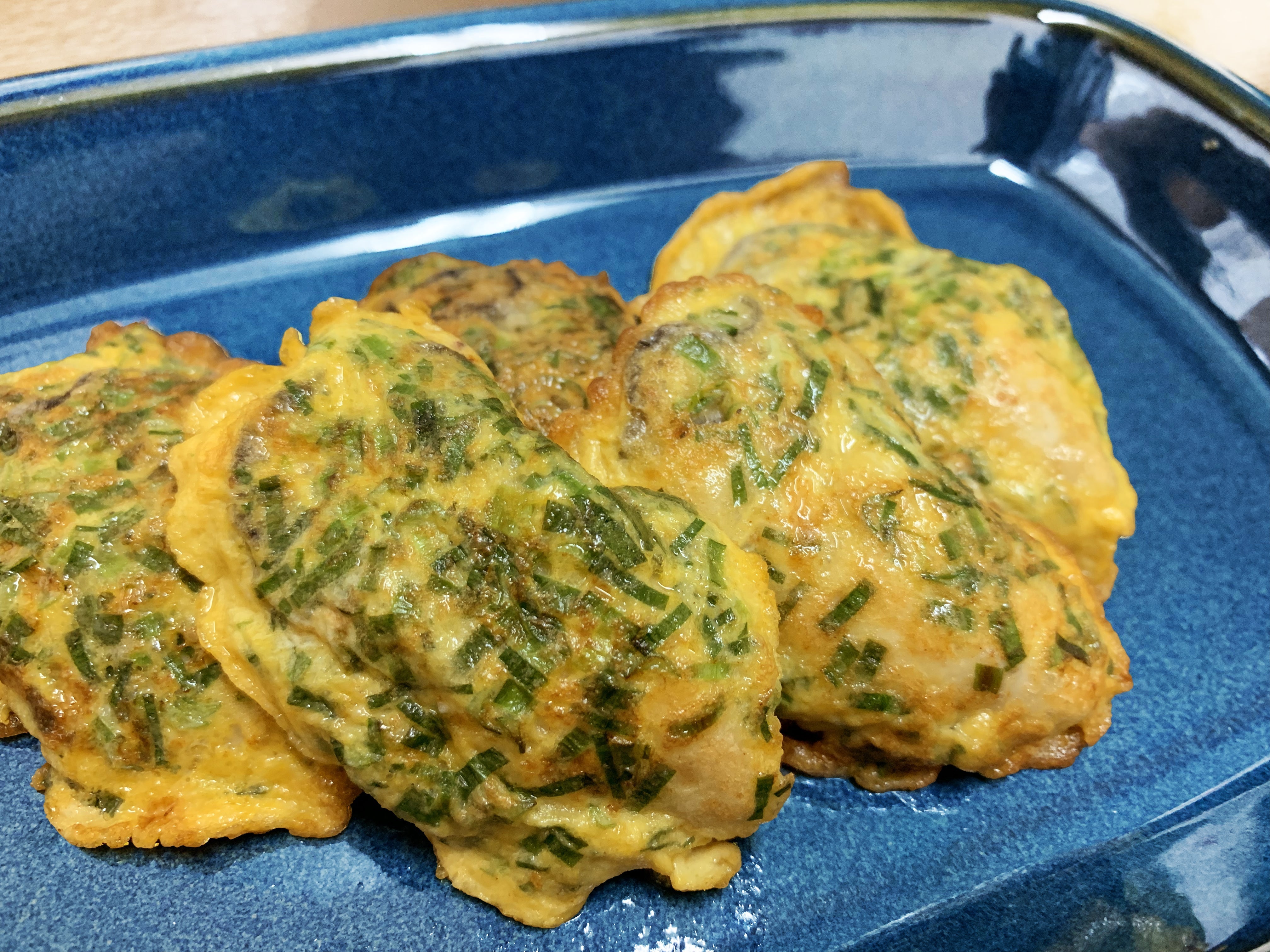 牡蠣のにらピカタ